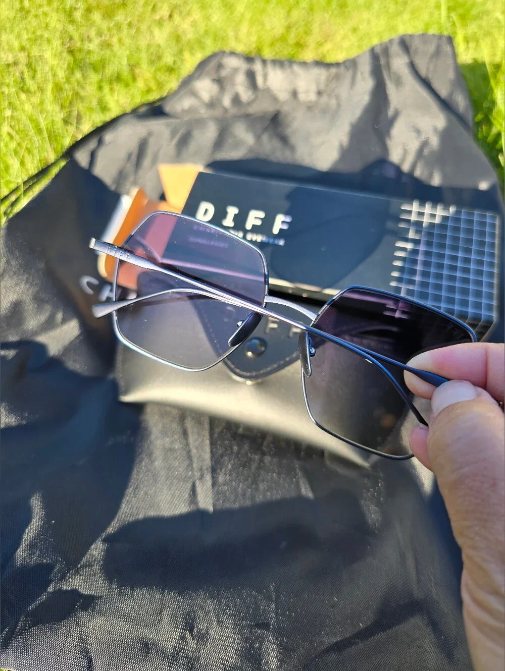 NIB! DIFF Eyewear, Harlowe 55mm Square Sunglasses,Aegean Blue Flash